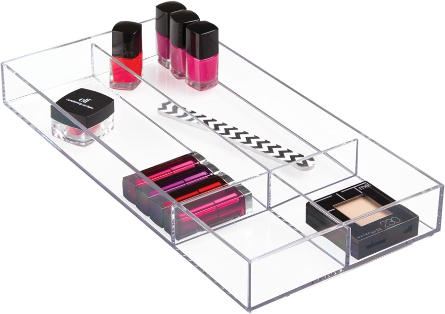 Divided clear drawer organizer